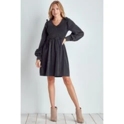 Washed Smocked Bust Flare Dress