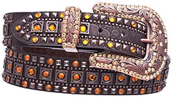 Women's Brown Gator Rhinestone Studded Belt 1 Women's Brown Gator Rhinestone Studded Belt