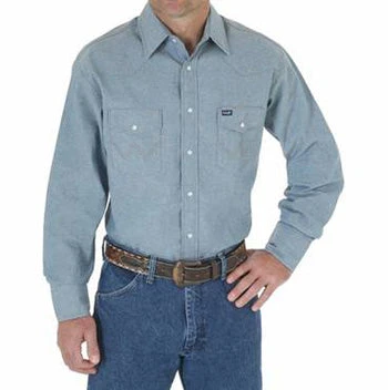 Wrangler Light Blue Denim Work Shirt 1 Wrangler Light Blue Denim Work Shirt
