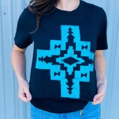 Texas True Turquoise Aztec Tee -Moderoo Store ISABELBLACKd