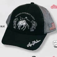 Black And Grey Bronc Rider Cap