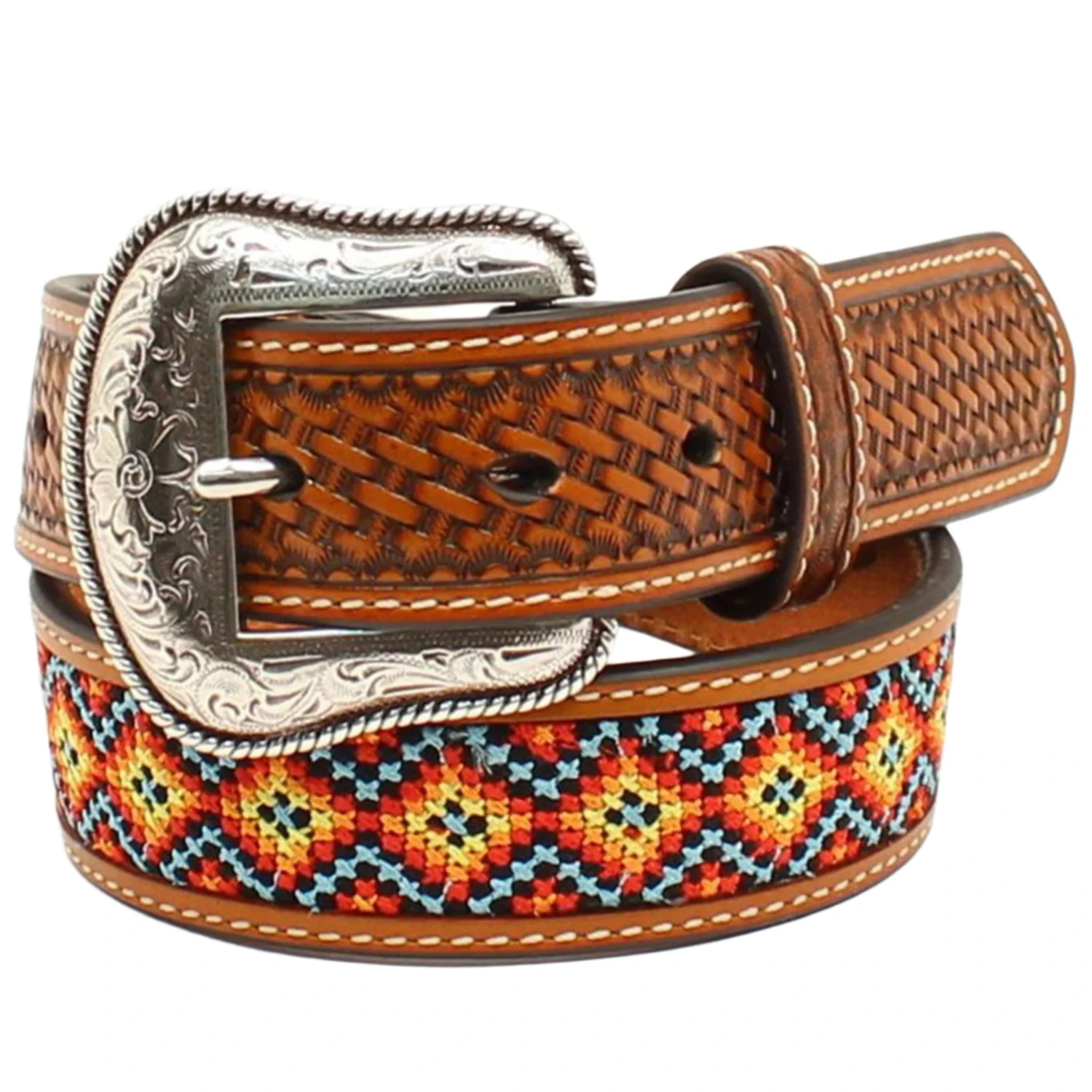 1/4" Multi-Colored Embroidered Belt 1 1/4" Multi-Colored Embroidered Belt