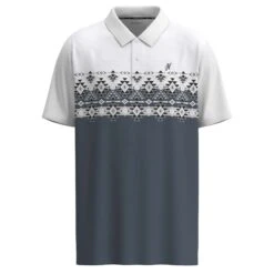 Hooey Men's "The Weekender" White/Blue W/ Aztec Pattern Polo