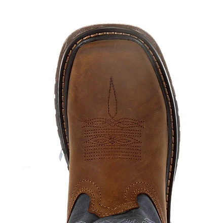 Rocky Boots Rocky Little Kid's Brown And Blue Square Toe Boot 3 Rocky Boots Rocky Little Kid's Brown And Blue Square Toe Boot - Image 3