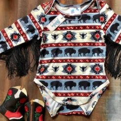 Shea Baby Buffalo Fringe Long Sleeve Onesie -Moderoo Store SB02