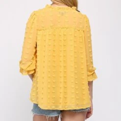 Solid Puffy Dot Long Sleeve - Available In Mustard And Rose -Moderoo Store TC2406b