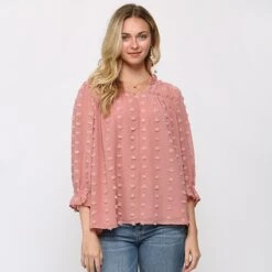 Solid Puffy Dot Long Sleeve - Available In Mustard And Rose -Moderoo Store TC2406c