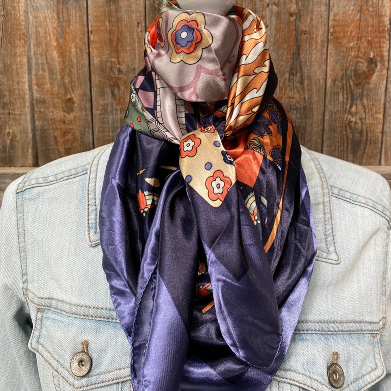 Blue & Orange Multi Pattern Wild Rag 1 Blue & Orange Multi Pattern Wild Rag