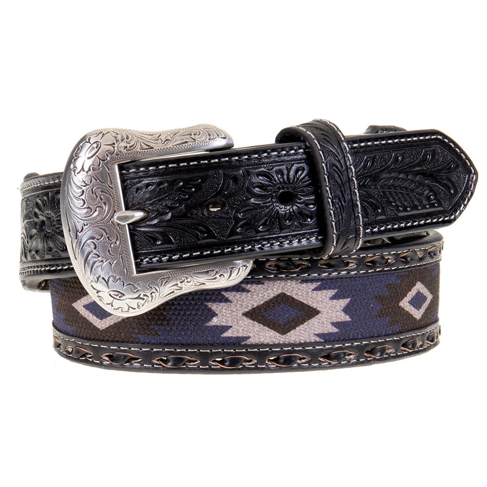 Nocona Grey Southwest Fabric Inlay Belt 1 Nocona Grey Southwest Fabric Inlay Belt