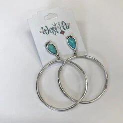 West & Company Silver Hoop With Turquoise Earring