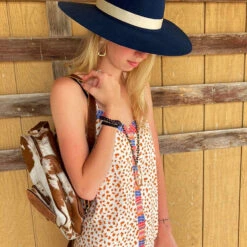 Cream And Camel Dress With Aztec Embroidery -Moderoo Store patterndress