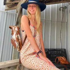 Cream And Camel Dress With Aztec Embroidery -Moderoo Store patterndressa