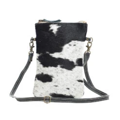 Black And White Hide Long Cross Body Purse